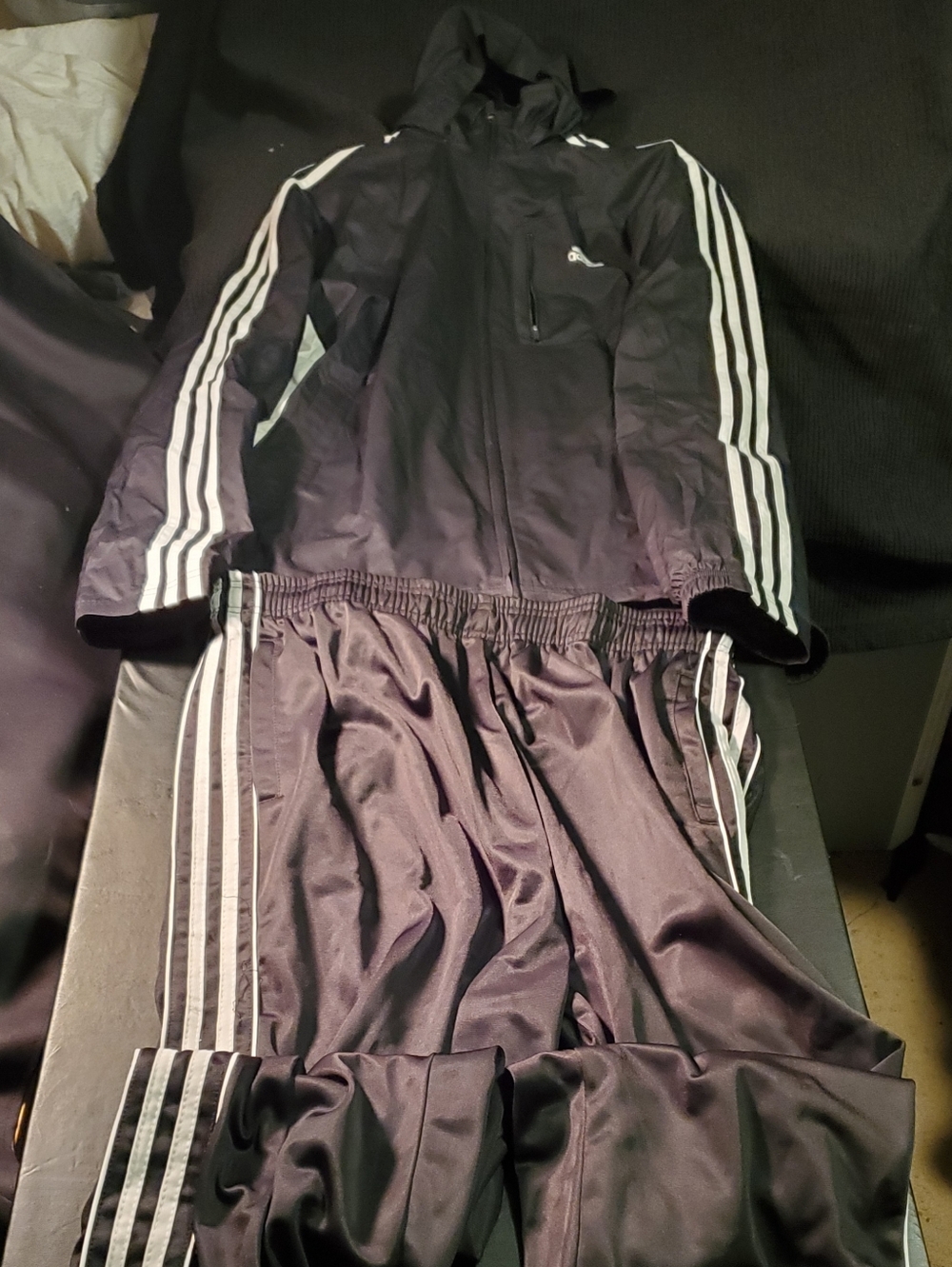 Adidas Black/white Size M Hoodie And Pants Track Suit Bundle